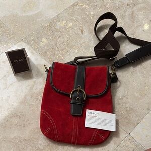 Coach: The Suede Collection-Vintage Red Crossbody Bag